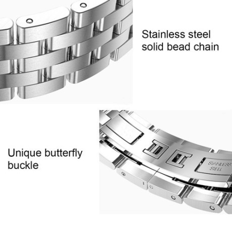 Металевий браслет Butterfly Buckle 5 Beads Stainless Steel Silver для Apple Watch 42mm