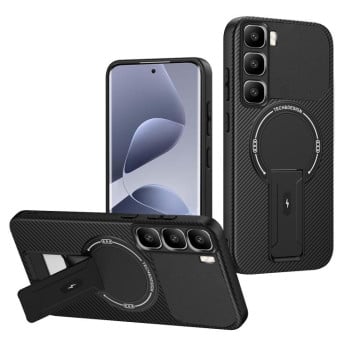 Противоударный чехол Carbon Fiber Texture (MagSafe) на Infinix Hot 60 Pro+ 4G - черный