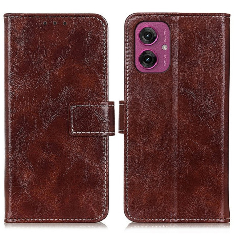 Чехол-книжка Magnetic Retro Crazy Horse Texture на Motorola Moto G55 5G - коричневый