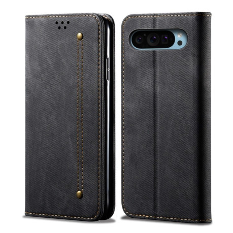 Чехол книжка Denim Texture Casual Style на Google Pixel 9 / 9 Pro - черный