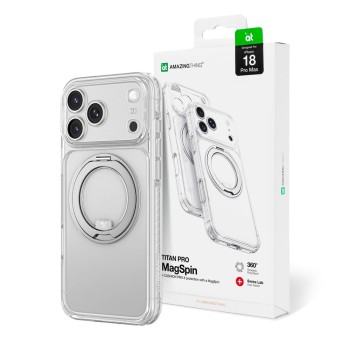 Оригинальный чехол AmazingThing Titan Pro Spin Lens с кольцом MagSafe для iPhone 18 Pro Max — прозрачный