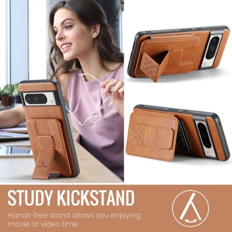 Чехол Fierre Shann Oil Wax Cow Leather Card Holder на Google Pixel 8a - коричневый