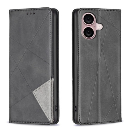 Чохол-книжка Rhombus Texture для iPhone 16 Plus - чорний