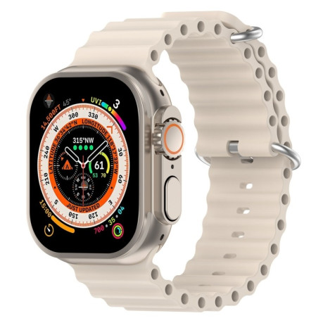 Силиконовый ремешок Ocean для Apple Watch Ultra 49mm/45mm /44mm - бежевый