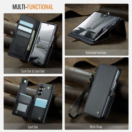 Чехол-книжка CaseMe C22 Card Slots Holder RFID Anti-theft для Samsung Galaxy Fold 7 - черный