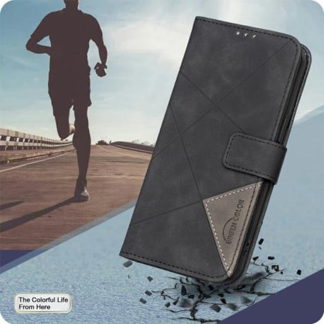 Чохол-книжка з фактурою Rhombus та магнітним хлястиком на Infinix Hot 60 Pro+ 4G - чорний