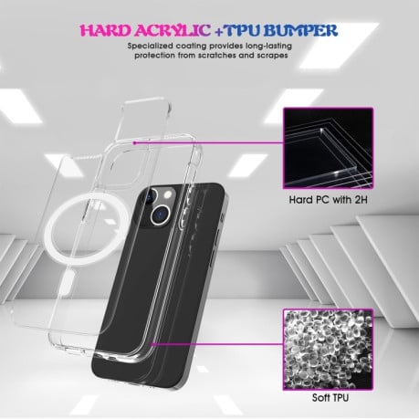 Чехол Clear Case MagSafe Simple Magnetiс для iPhone 13 - прозрачный