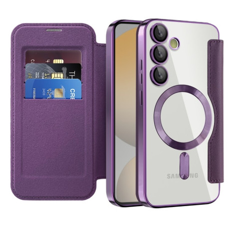 Чохол-книжка Shield MagSafe RFID Anti-theft Leather для Samsung Galaxy S24 FE 5G - фіолетовий