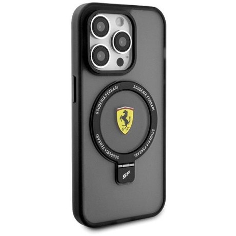 Оригинальный чехол Ferrari Ring Stand 2023 Collection MagSafe для iPhone 15 Pro Max - Transparent and Black
