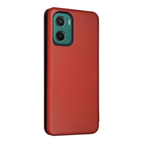 Чехол-книжка Carbon Fiber Texture на Motorola Moto G05 / E15 - коричневый
