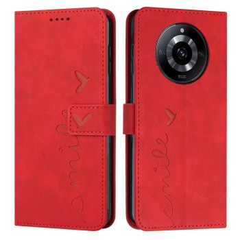 Чехол-книжка в стиле Retro мягкое покрытие Skin Feel серия Amile на Realme 11 Pro 5G - красный