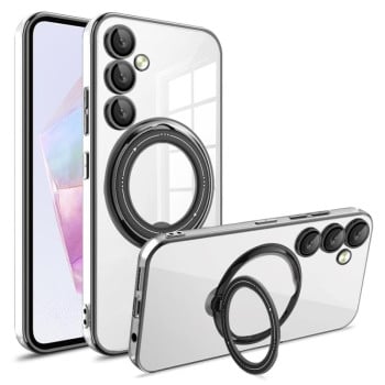 Противоударный чехол Electroplating MagSafe 360 Degree Rotation на Samsung Galaxy A35 - черный