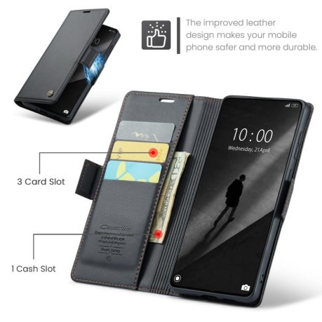 Чохол-книжка CaseMe 023 Butterfly Buckle Litchi Texture RFID Anti-theft Leather для Xiaomi Poco X7 Pro - чорний
