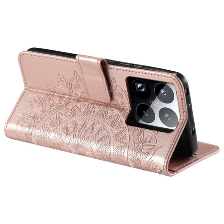 Чехол-книжка Totem Flower для Xiaomi 15 Pro - розовое золото