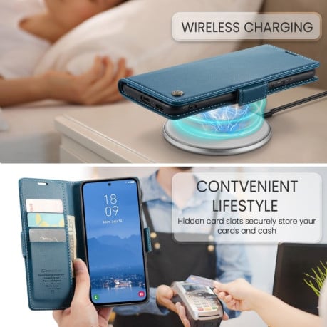 Чохол-книжка CaseMe 023 Butterfly Buckle Litchi RFID Anti-theft Leather  для Samsung Galaxy S25+ 5G - синій