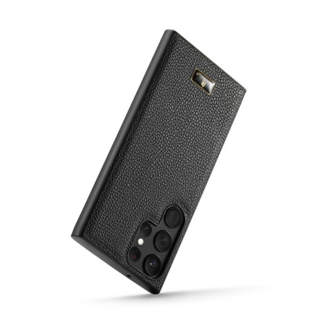 Противоударный чехол Fierre Shann Leather для Samsung Galaxy S23 Ultra 5G - Lychee Black