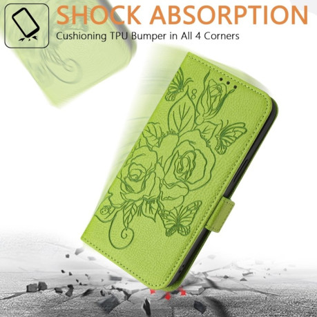 Чехол-книжка Embossed Rose RFID Anti-theft Leather для Vivo Y20 / Y20i / Y20s / Y11s / Y12s - зеленый