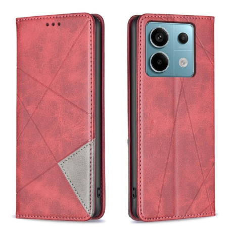 Чехол-книжка Rhombus Texture для Xiaomi Redmi Note 14S/ 13 Pro 4G / POCO M6 Pro 4G   - красный