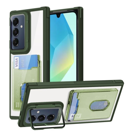 Противоударный чехол Card Bag Holder Acrylic Hybrid для Samsung Galaxy A16 5G - зеленый