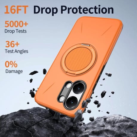 Чохол Metal Rotation Holder MagSafe TPU Hybrid PC з металевим поворотним тримачем і MagSafe на Xiaomi Redmi Turbo 5 Max 5G / Poco X8 Pro Max 5G — помаранчевий