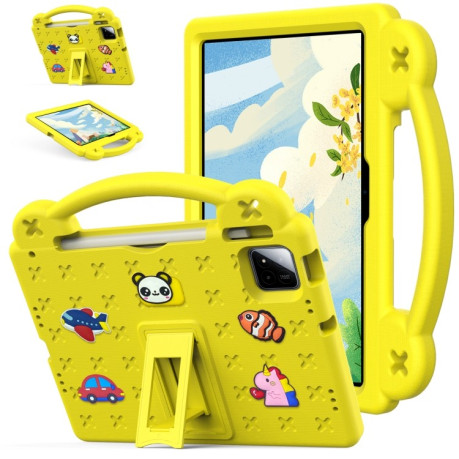 Противоударный чехол EVA Handle Kickstand Children для Xiaomi Pad 7 / 7 Pro 2024 - желтый
