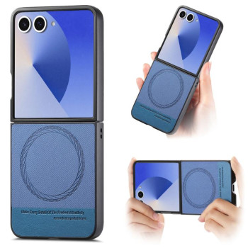 Чехол Twill Fabric Leather Skin Magnetic на Samsung Galaxy Flip8 5G — синий