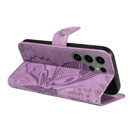 Чехол-книжка Swallowtail Butterfly Embossed Leather для Samsung Galaxy S25 Ultra 5G - фиолетовый