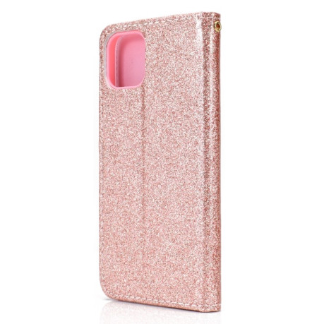 Чехол-книжка Glitter Powder на iPhone 12/12 Pro - розовое золото