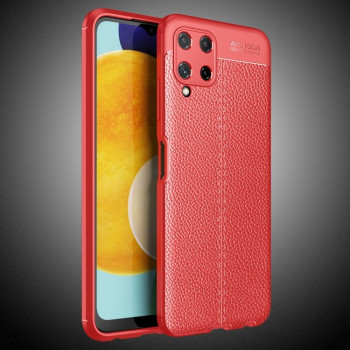 Противоударный чехол Litchi Texture на Samsung Galaxy A22 4G - красный