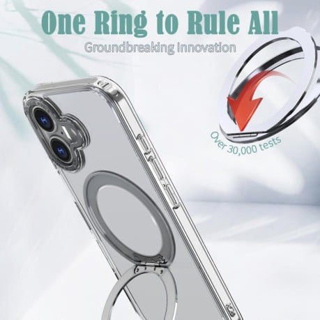 Чохол kalebol з MagSafe та підставкою 360 Metal Ring Holder на iPhone 17 - прозорий