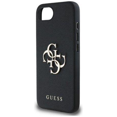 Оригинальный чехол Guess Grained 4G Metal Logo для iPhone 16e - Black