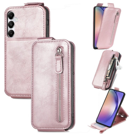 Флип-чехол Zipper Wallet Vertical для Samsung Galaxy A55 5G - розовый