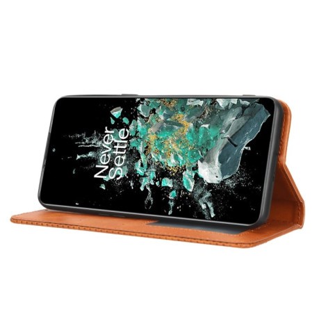 Чехол- книжка Magnetic Buckle Retro Crazy Horse Texture на OnePlus 10T 5G / Ace Pro 5G - коричневый