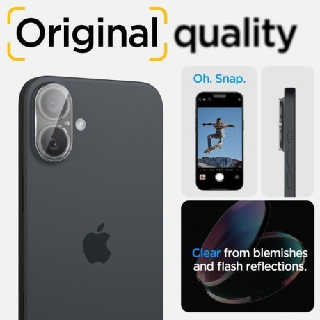Комплект защитных стекол на камеру Spigen Optik Glas.tR 2 pcs для iPhone 16 / 16 Plus - transparent