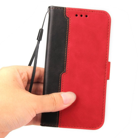 Чехол-книжка Stitching-Color Horizontal Flip Leather для Vivo Y21 / Y21s / Y33s - красный