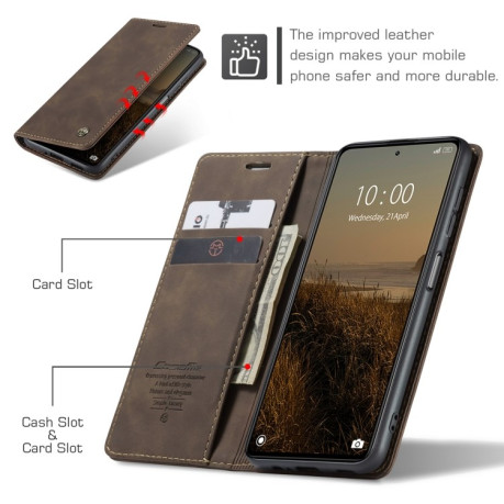 Кожаный чехол CaseMe-013 Multifunctional на Xiaomi Redmi Note 12 5G / Poco X5 - кофейный