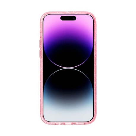 Противоударный чехол Terminator Style Glitter для iPhone 15 Pro - розовый