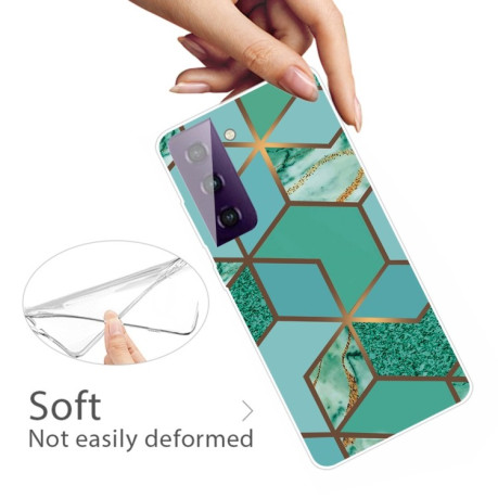 Противоударный чехол Marble Pattern для Samsung Galaxy S21 Plus- Rhombus Green