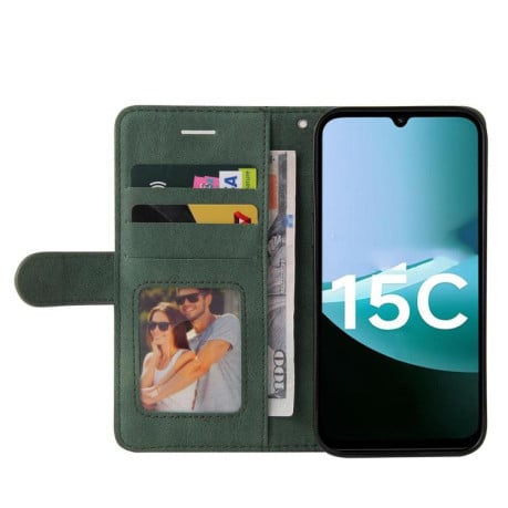 Чохол-книжка Dual-color Splicing Flip Leather на Xiaomi Redmi 15C 4G EU / 15C 5G 173.1mm - зелений