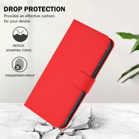 Чехол-книжка с мягким покрытием (Skin Feel) со шнурком на Xiaomi Poco M7 4G 169mm - красный