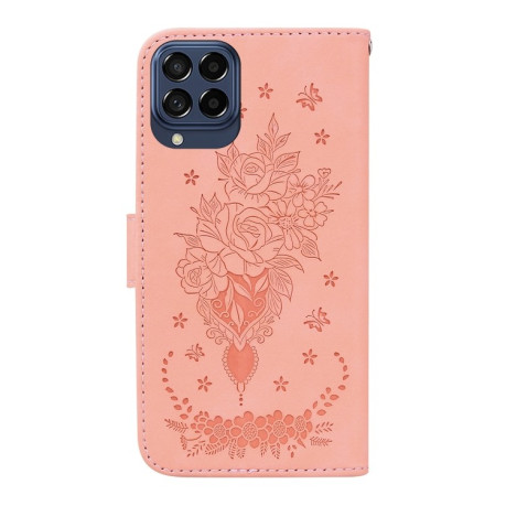 Чохол-книжка Butterfly Rose Embossed Samsung Galaxy M53 5G - рожевий
