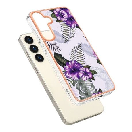Противоударный чехол Electroplating IMD для Samsung Galaxy S24+ 5G - Flower