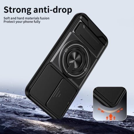 Протиударний чохол Lens Sliding Window Multifunctional Magnetic Shockproof з шторкою камери на OPPO F31 5G / A6 Pro 4G / 5G — оранжевий