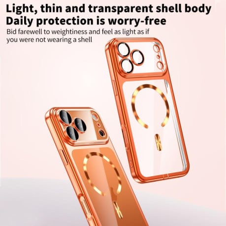 Чехол Plating Paint с MagSafe и защитой камеры для iPhone 17 Pro Max — серебристый