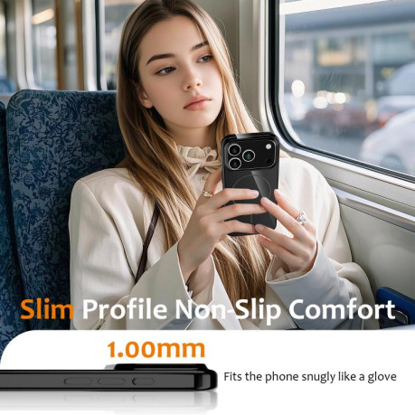 Противоударный чехол Glossy TPU Shockproof MagSafe на iPhone 17 Pro - черный
