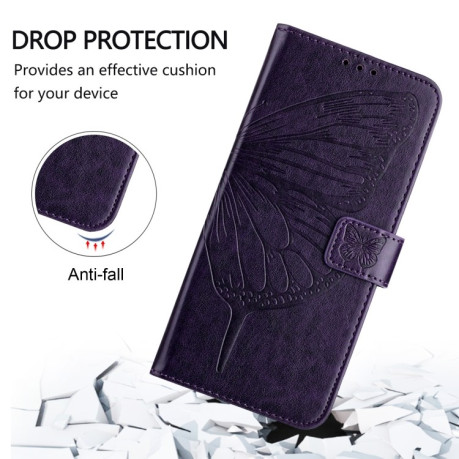 Чехол-книжка Embossed Butterfly для Samsung Galaxy M15 - фиолетовый