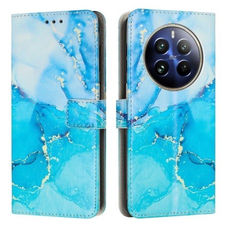 Чехол-книжка Painted Marble Pattern для Realme 12+ 5G/12 4G/13 4G - синий