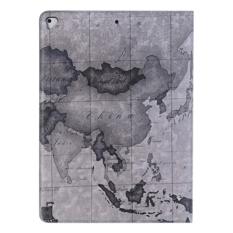 Кожаный чехол-книжка Retro World Map Texture на iPad Air 2 - серый