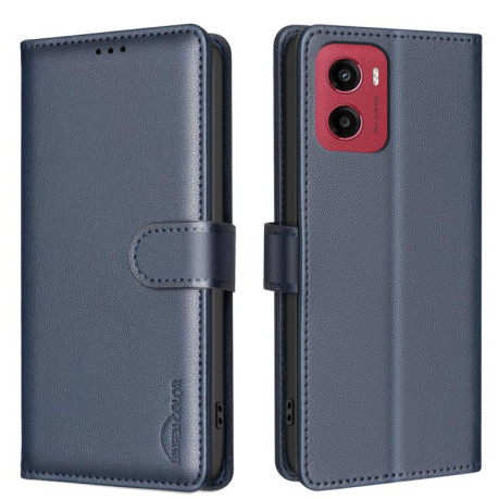 Чехол-книжка Litchi Texture RFID Anti-theft Leather для Motorola Moto G05 - синий