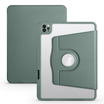 Чехол-книжка Acrylic 360 Degree Rotation Holder Leather для iPad Pro 13 M5/M4(2025/2024) - зеленый